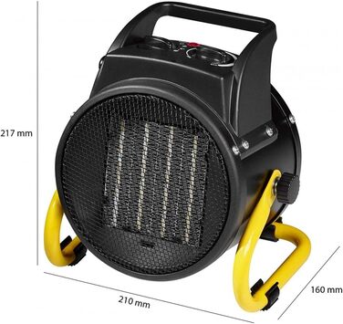 Генератор гарячого повітря Stak STH2000W потужністю 2 кВт. Керамічна технологія для швидшого нагрівання. 2 швидкості, із запобіжним термостатом та функцією вентилятора. Кабель 140 см, 2 Вт, чорний