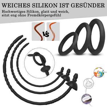Набір уретральних дилататорів BDSMAGE, з шприцом та ерекційними кільцями, силікон, стимуляція простати, 3 шт.