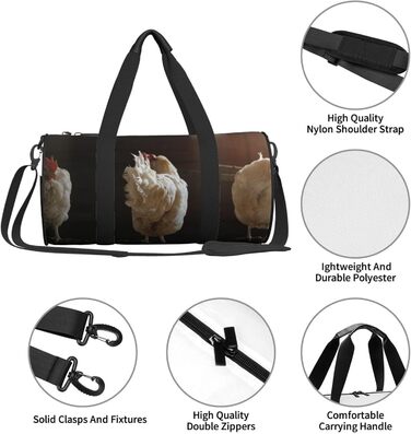 Спортивна сумка для подорожей, дизайн три курки, чорний колір, універсальний розмір