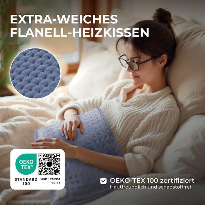 Інфрачервоний грілка BR Bringer з автоматичним вимкненням - 6 налаштувань температури (25-60C), захист від перегріву, можна прати в пральній машині, світлодіодний дисплей, дуже м&39яка фланель (синій, 60 x 30 см) синій 60 x 30 см