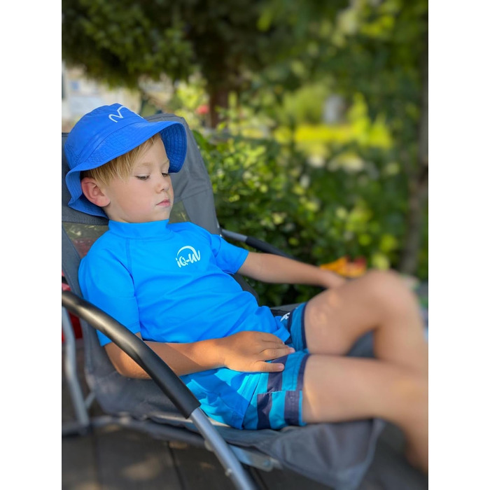 Сонячний капелюх iQ-UV для дітей 50-55 см - UPF 50 легкий та дихаючий УФ-капелюх для дітей - Водяний сонцезахисний капелюх для дітей із захистом від ультрафіолету 50, протестований TV - Капелюх-відро для дітей виготовлений з перероблених матеріалів Один р