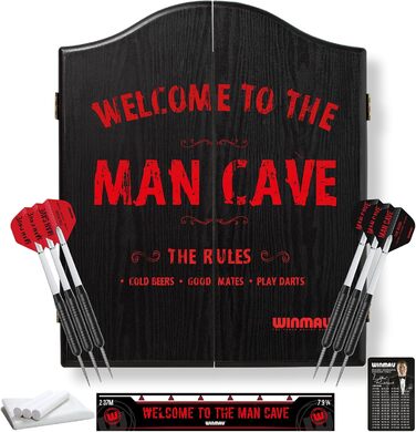 Подарунковий набір мішені для дартсу Winmau Man Cave з мішенню для дартсу, шафою для дартсу, дротиками та лінією для кидка