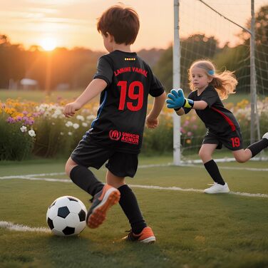 Футбольна майка для хлопчиків, дитяча тренувальна футболка, футбольна майка з футболкою, шортами, шкарпетками та щитками для гомілок, комплект 26, чорний-19