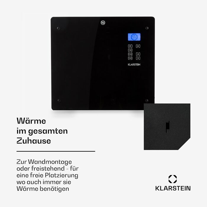 Електричний обігрівач Klarstein, конвекторний обігрівач з колесами, портативний електричний обігрівач, енергозберігаючий, тонкий, тихий електричний обігрівач, окремостоячий електричний радіатор з термостатом, 1000 Вт - до 20 м, чорний