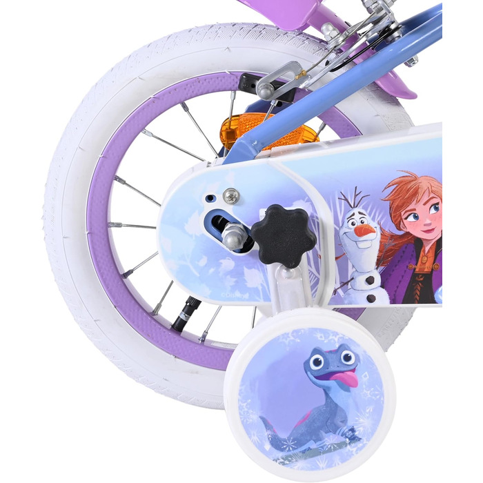 Дитячий велосипед Volare Disney Frozen II, синій, 12 дюймів 3-5 років 2 ручні гальма, додаткові колеса, захист ланцюга, світловідбивачі та кошик Регульоване сідло Подарунок для дівчаток