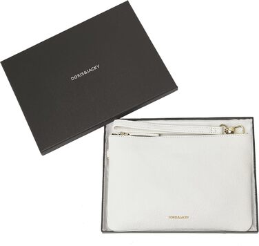 Клатч-гаманець жіночий зі шкіри ягняти, великий, м'який, дизайнерський з ремінцем, колір - світло-бежевий