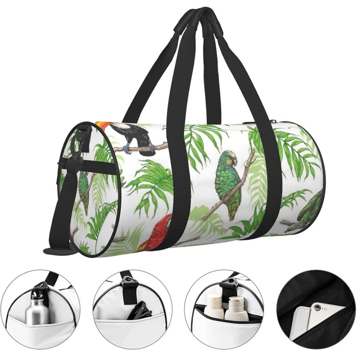 Дорожня сумка-циліндр Папуги та тропіки, спортивна сумка для чоловіків і жінок, сумка-мішок