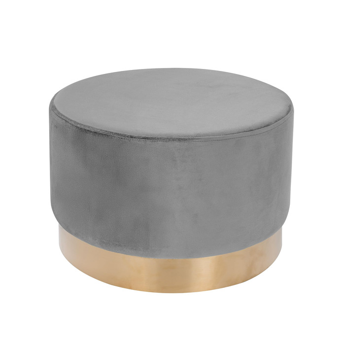 Оксамитовий пуф/туалетний стілець різних розмірів і кольорів із золотою обробкою для вітальні, спальні або гардеробної, великий круглий, колір сірий 300 сірий