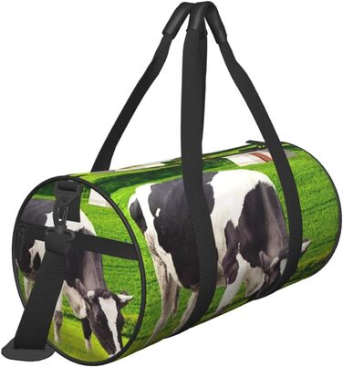 Спортивна сумка-мішок для подорожей та пляжу, принт Корови, чорна, універсальний розмір, дорожня сумка