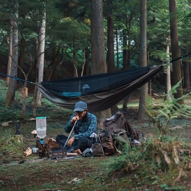 Кемпінговий гамак на блискавці, портативний гамак з москітною сіткою та ремінцями для кріплення на дерева для подорожей, кемпінгу, походів та піших прогулянок Від зеленого 366 см * 162 см, 11&39
