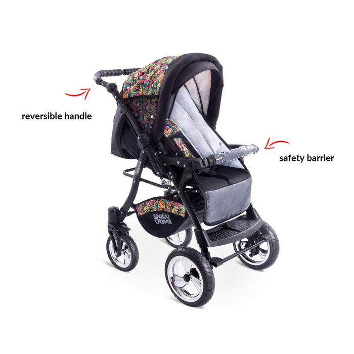 В 1 коляска коляска з автокріслом в комплекті дитяче автокрісло пеленальна сумка дощовик москітна сітка повна гума шини чорні/троп