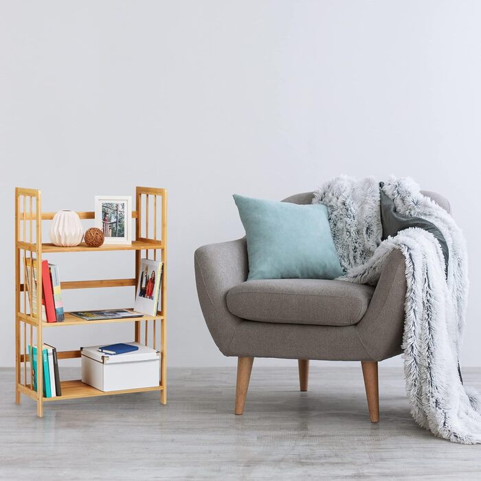 Окремостояча полиця Relaxdays з бамбука та дерева, 3 полиці, ВxШxГ 88 x 55 x 26 см, полиця для ванної кімнати, полиця для взуття, бамбукова полиця, натуральний коричневий колір