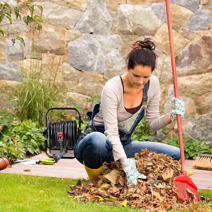 Котушка для шланга Relaxdays, 30 м, 1/2, сталь, пластик, тримач шланга, 38 x 42 x 31 см, чорний/сірий