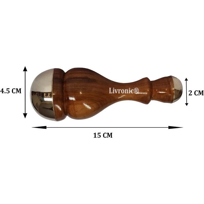 Масажер для обличчя Livronic Kansa Wand для детоксу, мідний інструмент для ніг та обличчя, детокс та детокс та розслабляючий масажер (бронзовий розмір 4,5 см)