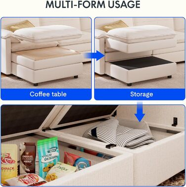 Диван FLEXISPOT на 4 особи, L-подібний кутовий диван з пуфом та місцем для зберігання речей, модульний компактний диван для вітальні, білий, 255 x (7258) x 116 см