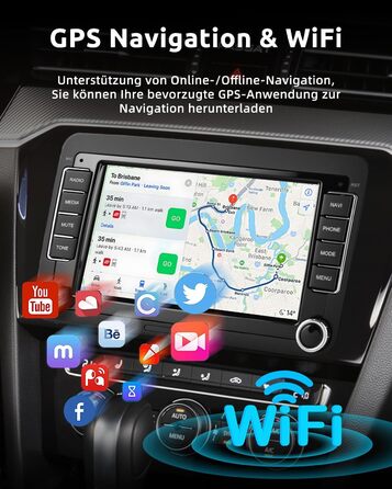 Автомобільне радіо Essgoo 464G Android 14 для VW Caddy Golf MK5 6 Polo Passat Seat RCD330 з бездротовим CarPlay Android Auto, 2 Din радіо з 7-дюймовим сенсорним екраном Bluetooth FM RDS GPS WiFi