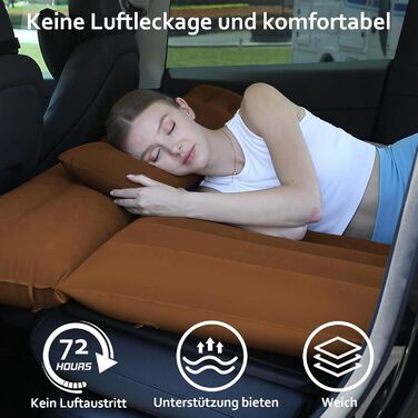 Автомобільний надувний матрац, портативний надувний матрац, матрац для багажника автомобіля, складне надувне ліжко, двомісний кемпінговий автомобільний матрац, зручне ліжко для невеликих автомобілів (коричневий)