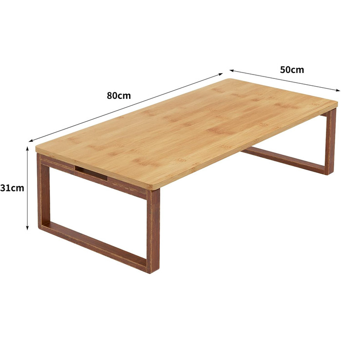 Складаний журнальний столик soges, бічний столик з бамбука, низький журнальний столик у японському стилі, для вікна, татамі, для вулиці, для ліжка, 80 см x 50 см 80 см x 50 см x 31 см