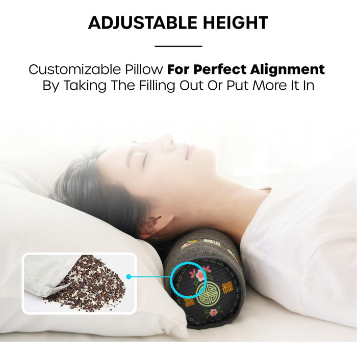 Корейська гречана подушка BTS JK&39s Pick (Begozani), регульована циліндрична подушка (30,5 x 10,2 см) з органічною наволочкою, дихаюча для прохолодного сну, валик для шиї для сну на боці та спині