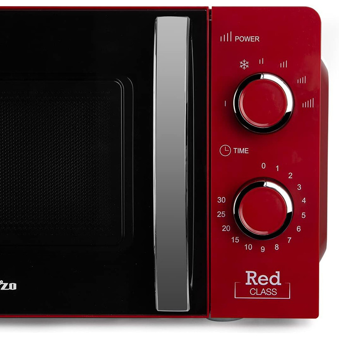Мікрохвильова піч Orbegozo MI 2121, ємність 20 літрів, 6 рівнів потужності, таймер, програма розморожування, 700 Вт, червоний
