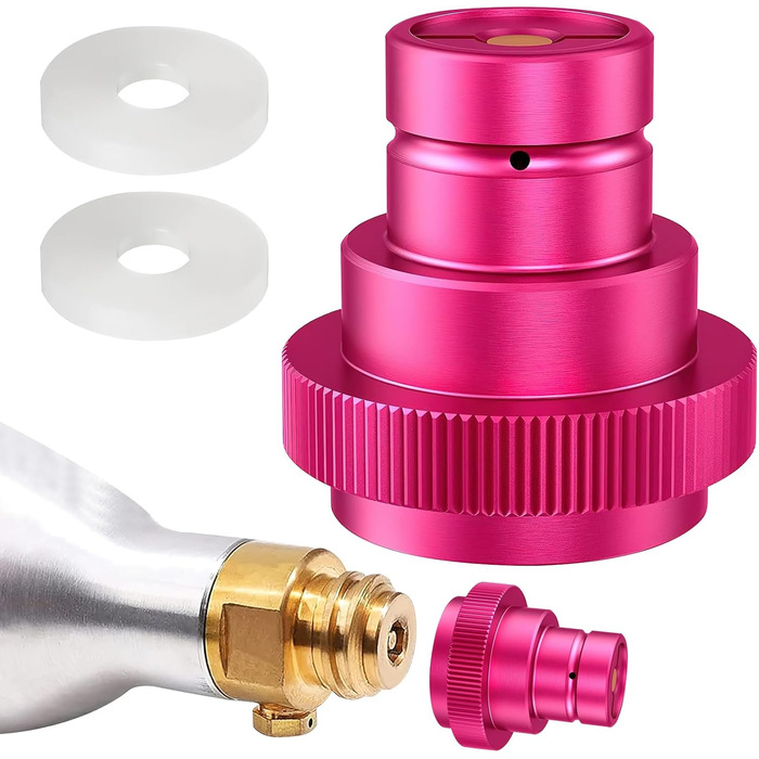 Швидкий адаптер WOKICOR CO2, адаптер 425 г циліндр 60 л трапецієподібна різьба TR21-4, швидкий адаптер для CO2, сумісний з Duo/Terra/Art, рожевий, легке встановлення