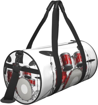 Дорожня сумка з принтом губ у чорно-білу смужку, кругла форма, великий об'єм, легка та міцна, чудовий подарунок для походів, відпустки, ділових поїздок та іншого, стильний дизайн барабанної установки.