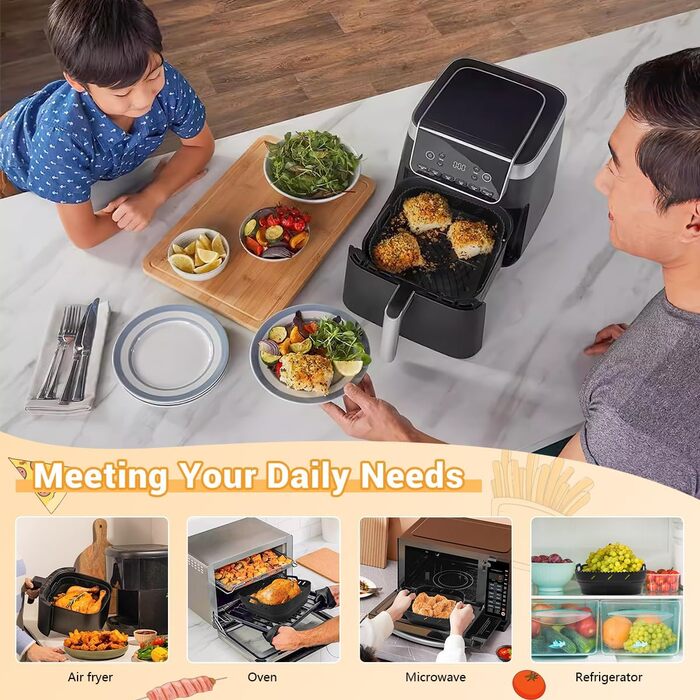 Аксесуари для фритюрниці Viriech із силіконовою формою, аксесуари для багаторазової фритюрниці з 8 частин Силіконова форма для фритюрниці з шампурами Масляна щітка Затискач проти опіків для фритюрниці