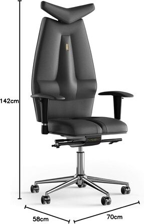 Ергономічне офісне крісло для керівника KULIK SYSTEM - Зручне та регульоване крісло з підтримкою спини та попереку для тривалої роботи Запатентований дизайн для полегшення спинки Натуральна шкіра кольору Jet - Чорний