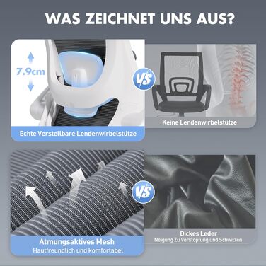 Офісне крісло COLAMY Mesh, комп&39ютерне крісло з регульованим підголівником та поперековою опорою, ергономічне робоче крісло з відкидними підлокітниками, функція нахилу 140, сірий класичний