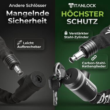 Велосипедний замок ланцюговий, захист від крадіжки СВІТЛОВІДБИВАЮЧИЙ зручне транспортування, стійкий до іржі, рівень безпеки 7/10, ланцюговий замок з ключем