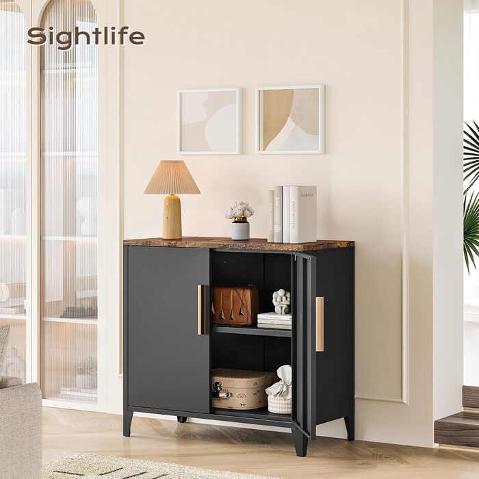 Металева шафа, шафа для зберігання речей, металевий комод, сервант, кухонна шафа, балконна шафа, бічна шафа, садова шафа, шафа для документів, шафа для передпокою, регульована полиця, 40Г x 80Ш x 76В см