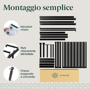 Ліжко Zinus Van з металевим каркасом 41 см, сталевою рейковою основою, легке складання, місце для зберігання під ліжком, 135 x 190 см, чорний колір, висота 190 x 135 см 40,6 см