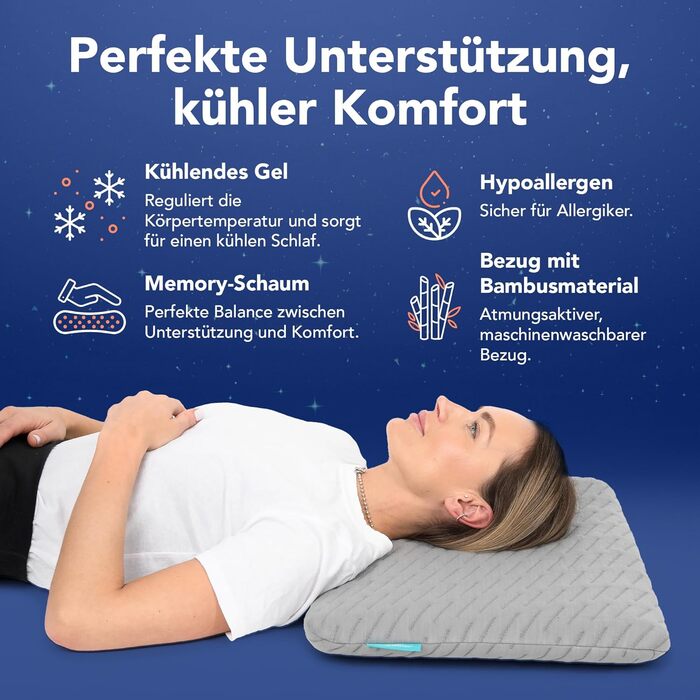 Подушка MKS Premium з піни з ефектом пам&39яті для сну на животі - висока якість та комфорт, висота 5 см, бамбуковий чохол