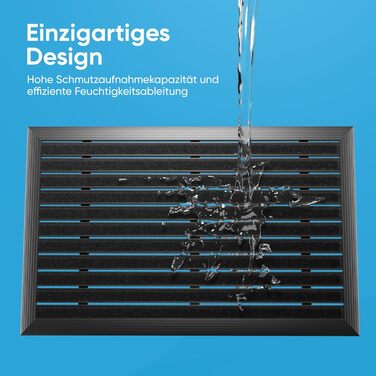 Килимок для вулиці з алюмінієвою рамкою, чорний, 50x80 см - Килимок для вулиці, килимок для ніг, скребок для взуття з поліпропіленовими волокнами - Всепогодний для вулиці 80 x 50 см (прямокутний) чорний