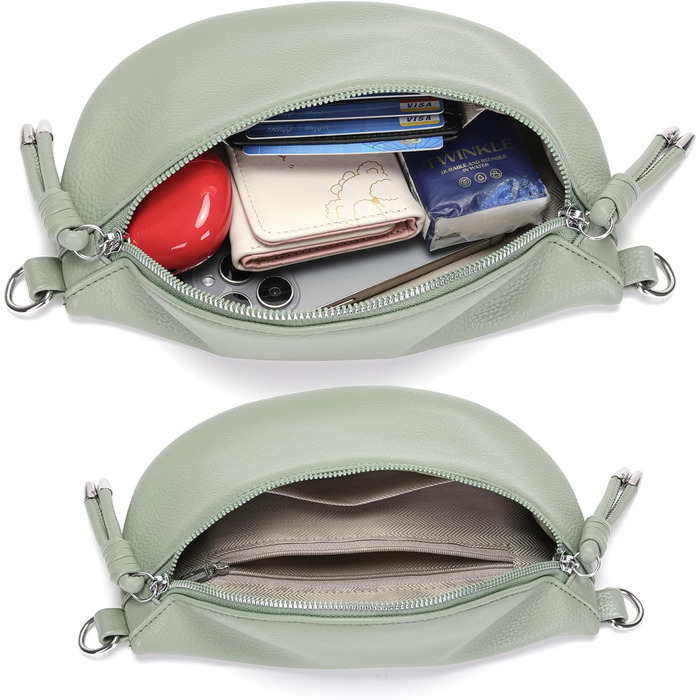 Жіноча сумка через плече Жіноча невелика сумка Жіноча стильна сумка з широким ремінцем Світло-зелений пакет кредитних карток Надіс