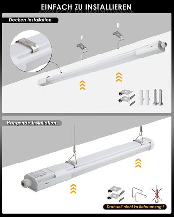 Світлодіодна лампа Allesin Damp Light 36 Вт 4300LM, холодний білий підвальний світильник серії 6500k Водонепроникна лампа для майстерні IP65 Світлодіодна трубка Освітлювальний прилад для вологого приміщення Склад (упаковка 10, 150 см)