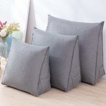 Універсальна ергономічна клиноподібна подушка 40 см/47 см/60 см, подушка для спини ліжка/дивана, поперекова подушка, подушка для узголів&39я, трикутна подушка для книги, опорна подушка, зручна подушка для читання з чохлом, що прається, сіра, 47x40x18 см