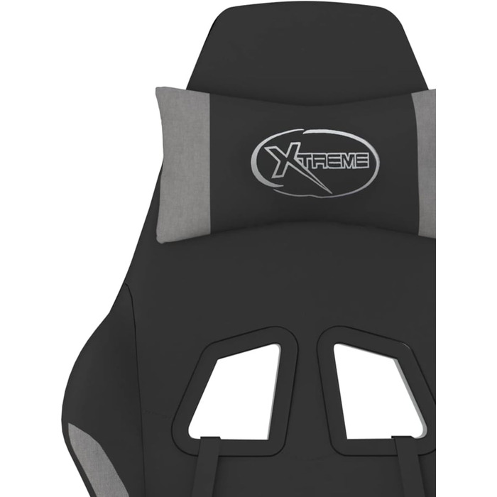 Ігрове крісло з масажем та підставкою для ніг, чорна та світло-сіра тканина, модель ігрового крісла 345481
