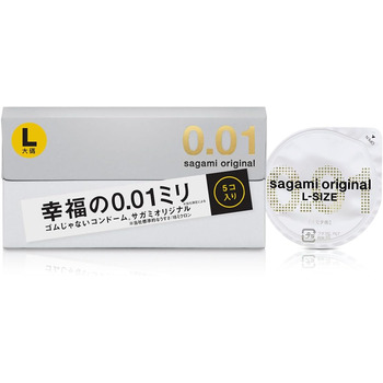 Презервативи Sagami Original 0.01 L Size, ультратонкі, поліуретан, 5 шт