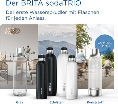 Скляна пляшка BRITA для SodaTRIO Maker (1 л), 2 упаковки змінні пляшки легкі, елегантні скляні пляшки для води в подвійній упаковці/пляшках для газованої води з полірованою кришкою з нержавіючої сталі