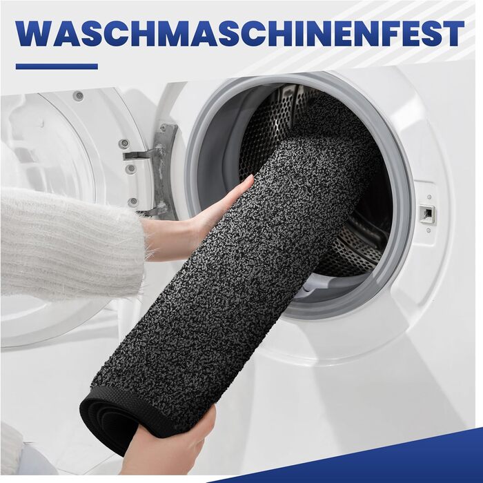 Килимок для дверей Mibao для приміщень та вулиці, 61 x 91 см, чорний/сірий, міцний, миється, нековзний брудозатримуючий килимок для вхідних зон, килимок з натуральною каучуковою підкладкою, чорний/сірий, 60 x 90 см (прямокутний)