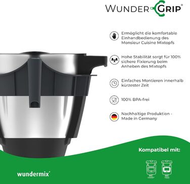 Ручка однією рукою WunderGrip для Monsieur Cuisine Connect, Trend Знімна ручка Практична ручка для змішування чаші Керування однією рукою, виготовлена з пластику