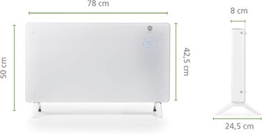 Скляний конвектор MACOM Enjoy & Relax 937 Thermo-Glas, елегантний обігрівач із загартованого скла, швидкий нагрів, 1000/2000 Вт, Tlc, 24-годинний таймер, термостат, настінний монтаж (кріплення в комплекті)