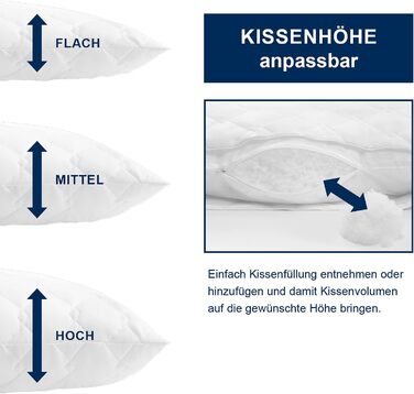 Подушка Irisette Vitamed - Зроблено в Німеччині - Подушка зі знімним чохлом з чистої бавовни, 40 x 80 см, сертифікована Oeko-Tex 40 x 80 см - комплект з 1 предмета