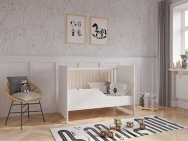 Дитяче ліжечко/спальне місце Love For Sleep 120x60 см із захисним бар&39єром, трансформоване, дитяче ліжко Tokyo з білої сосни, дерев&39яне дитяче ліжко - Дитяче ліжко, трансформоване ліжечко/дитяче ліжко