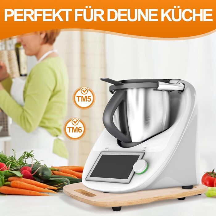 Розсувна дошка MUUKAIII для Thermomix TM6 & TM5, швидкорухома рухома дошка для кухонного комбайна Thermomix Vorwerk TM6 TM5 Аксесуари Підкладкова дошка, розсувна дошка з бамбукового дерева