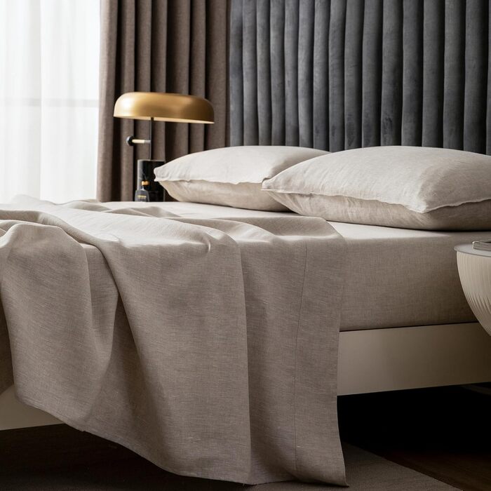 Льняна постільна білизна CHUFFED, 100 льон, простирадло з пранням, дихаюча постільна білизна для фермерських будинків, м&39яке пране покриття, лише простирадло, 1 простирадло (150 см x 250 см, натуральний льон), 150250 см