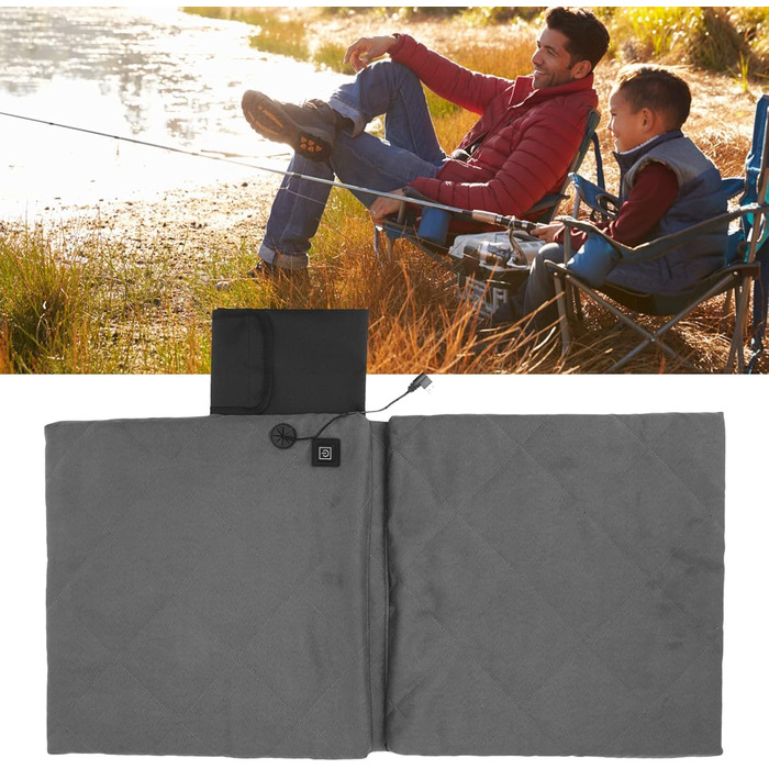 Підігріте кемпінгове крісло зі спинкою, електрично підігрітим сидінням, складними стадіонними сидіннями, підігрівом чохла зі спинкою для кемпінгу, риболовлі, полювання (сіре)