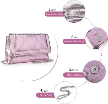 Маленький клатч з ланцюжком, модна сумка через плече, елегантна вечірня сумочка, міні-сумочка, рожевий