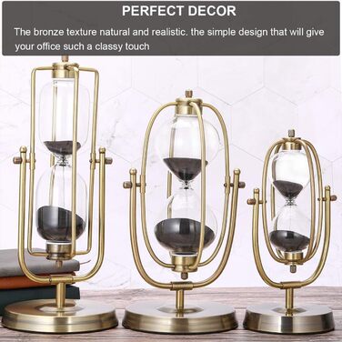 Пісочний годинник SuLiao для Uten, Поворотний на 720, Старовинний білий пісочний годинник, Вінтажний пісочний годинник 1 Hora Reloj de Arena, Великий метал, Пісочний годинник, Офіс, Письмовий стіл, Дім, Весільне оформлення (Чорний, 60 хв)